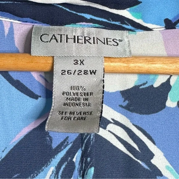 5 for $40 SALE! 
Catherine’s Blue Pink Floral Button Up Blouse 3/4 Sleeve sz 3x - Picture 2 of 8